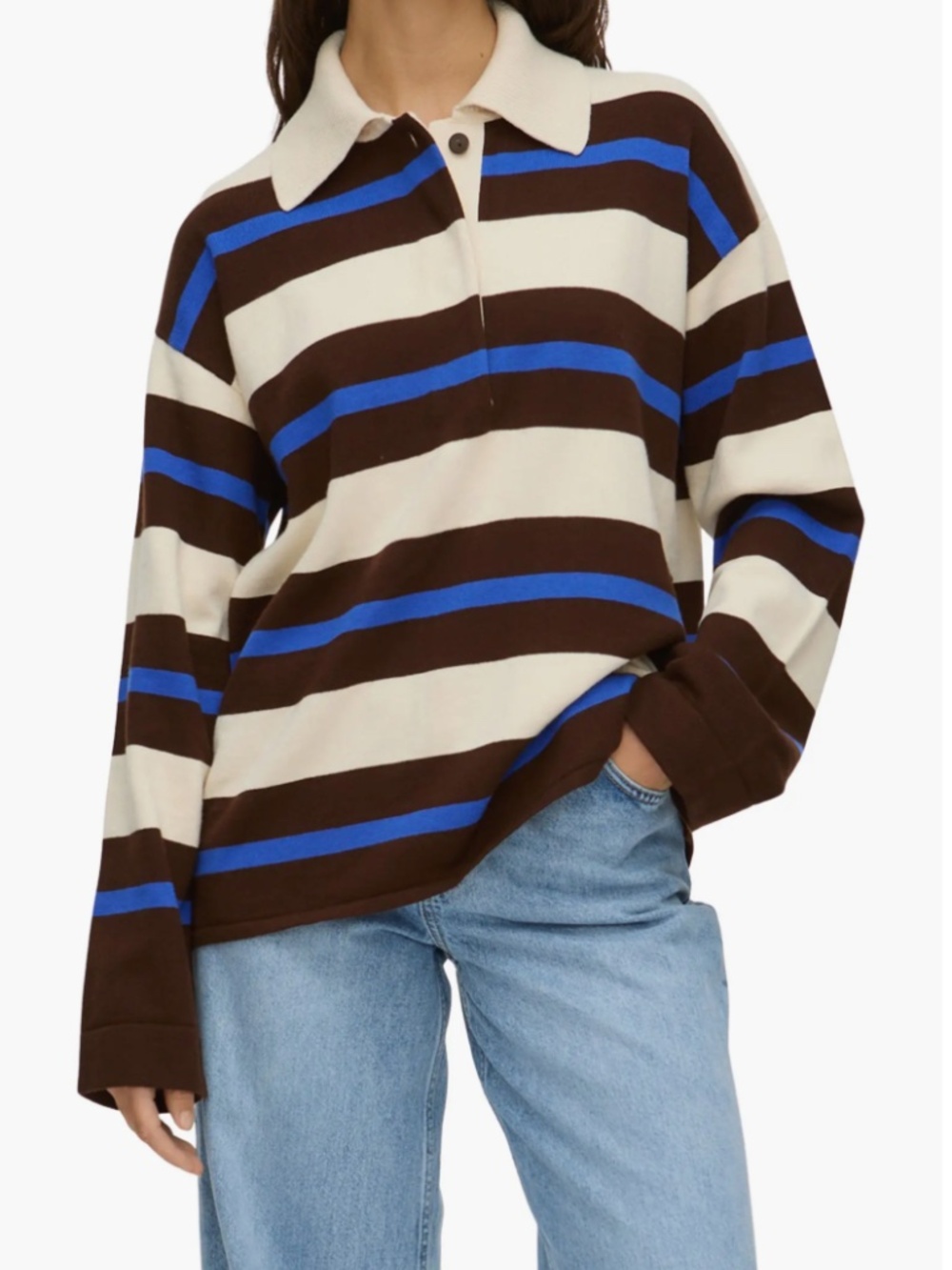 ALIGNE Ester Striped Polo Sweater M